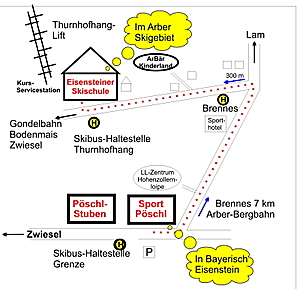 Anfahrt zur Eisensteiner Skischule in Bayerisch Eisenstein